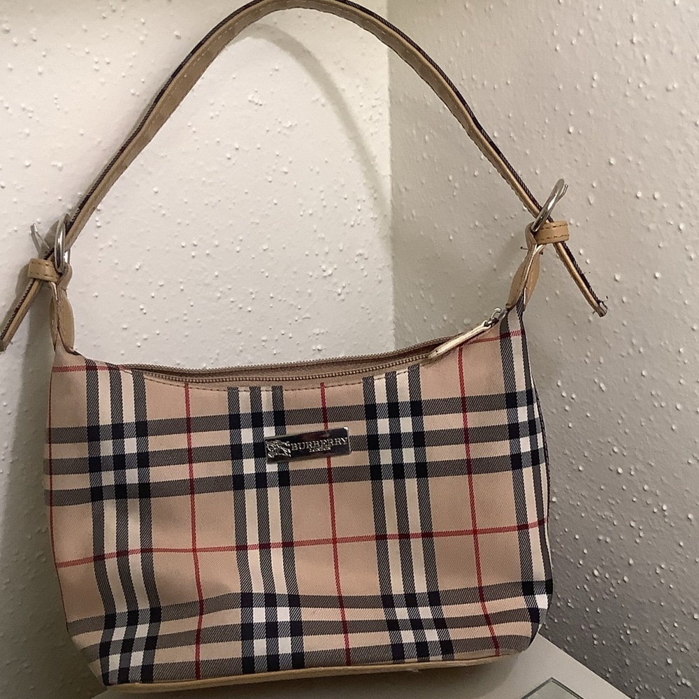 Burberry Beige Check Shoulder Bag with Tan Interior